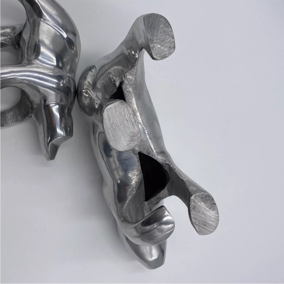 Polar Bear Figurines Chrome Metal Mama Baby Bear Holiday Winter Decor Set of 2 - Picture 5 of 11